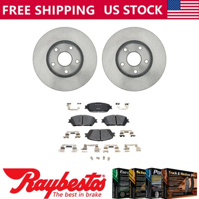 Kit de rotores de freno delanteros + pastillas de cerámica y herrajes para Toyota Camry 2005 Foto 1 de 4