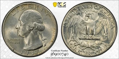 PCGS MS67 1937 Washington Quarter - Image 1 of 3