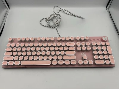 Pink Retro Mechanical Keyboard KB1000 USB Wired Typewriter Style w/ Knob - Image 1 of 4