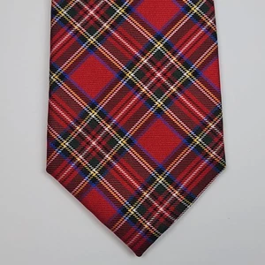 Tommy Hilfiger Krawatte Herren Einheitsgröße rot kariert Tartan 100% Seide klassische Krawatte - Bild 1 von 7