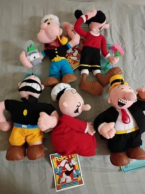 Lote de 5 quilates de colección 1999 Stuffins Popeye Olive Oyl Sweet Pea Whimpy Brutus relleno Foto 1 de 4