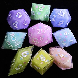 9 Polyhedral Resin DnD Dice Set Macaron Starfall for Dungeons Dragons RPG - Picture 1 of 3