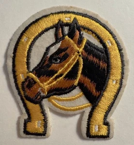 Vintage Pferd & Hufeisen Patch - 3" x 3 1/4" - Bild 1 von 2