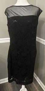 Lauren Ralph Lauren Black Sequin Cocktail Sheath Party Dress Size 12 - Picture 1 of 8