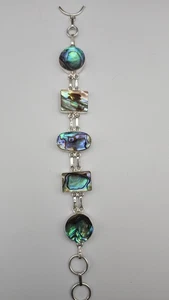 Abalone Shell Bracelet In Sterling Silver Adjustable Jewelry Handmade Sz8 - Picture 1 of 6