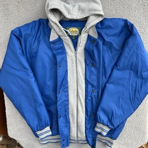 Cabela's Quilted Windbreaker Puffer Jacket Zip Hooded Blue Bomber Coat Men's XL - Picture 1 of 10