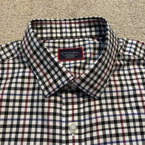 UNTUCKit Button Up Shirt Mens Sz Medium Wrinkle Free Regular Fit White Check - Picture 1 of 9
