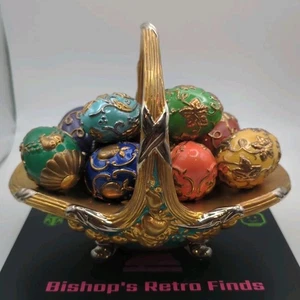 Franklin Mint House of Faberge Herbstkorb mit 9 Eiern mehrfarbig ohne Box oder COA - Bild 1 von 12