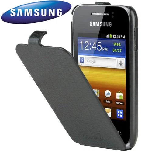 Étui Flip Case Certifié En Cuir Noir Pour Samsung S5360 Galaxy Y Cover - Photo 1/1