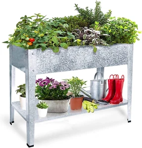 Galvanized Raised Garden Bed for Vegetables Elevated Planter Box with Legs Outdo - Picture 1 of 7