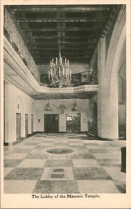 Postkarte Lobby Freimaurer Tempel Detroit Michigan geteilt hinten unbesendet - Bild 1 von 2