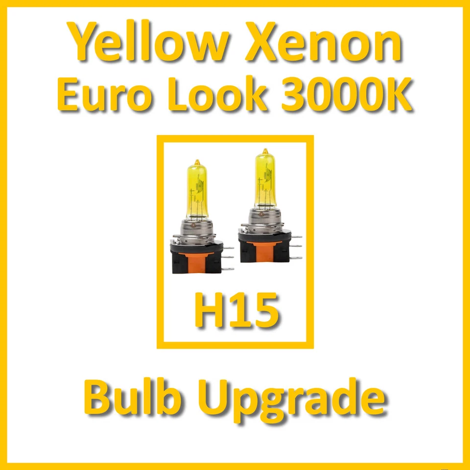 Warm White 3000K Yellow Xenon Headlight Bulbs Daytime Running DRL H15 55/15W(x2) - Image 1 of 1