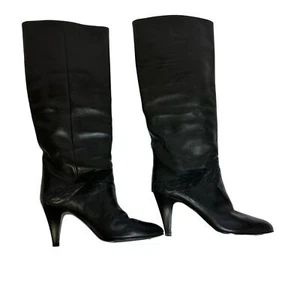 Botas de Cuero Gloria Vanderbilt De Colección - Talla 6 - Botas de Tacón Alto Negras - Imagen 1 de 10