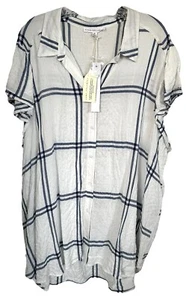 Jane & Delancey Women's Button Down Shirt Short Ruffle Sleeve Plus Size 2X White - Picture 1 of 8