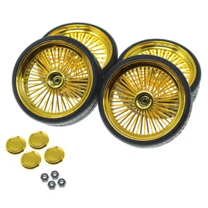 1/10 Low Rider 26" WHEELS + TIRE Set (4PCS) -GOLD CHROME-#RER19793 - Picture 1 of 8