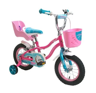 Schwinn 12" Wheel Girls Bike With Stabilisers Dolly Seat Basket Age 3+ Pink Blue - Image 1 of 4