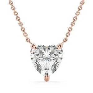 1.25 Ct Heart Shape Lab Created Diamond 14K Rose Gold Finish Pendant Necklace - Picture 1 of 2