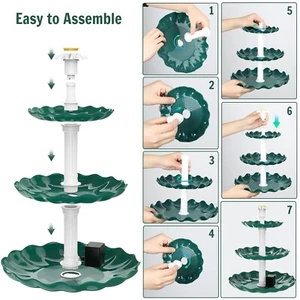 AISITIN 3 Tiered Bird Bath with 3.5W Solar Pump,Garden Decoration, Outdoor Bird - Picture 1 of 8