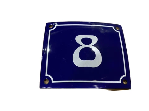 Vintage Style Blue Enamel Porcelain French House Number Door Steel Metal Sign 8 Cover