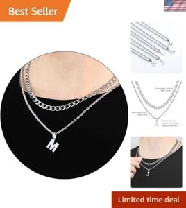 Custom Initial Letter Pendant Necklace for Men - Durable & Elegant Jewelry Gift - Picture 1 of 8