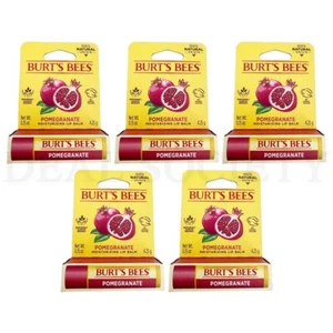 Burt's Bees 100% Natural Moisturizing Lip Balm Pomegranate 0.15oz Lot of 5 - Picture 1 of 3