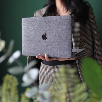 Denim PU Leather Shell Case Cover For MacBook Air 13 15 MacBook Pro 13 14 15 16 - Photo 1/4