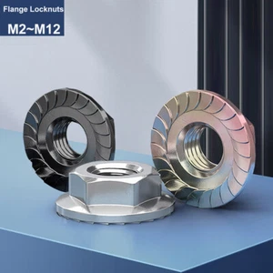 Serrature flange seghettate nero/colore zinco M2~M12 acciaio a media resistenza - Foto 1 di 12