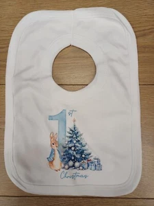 bavaglino natalizio bambino 1° Peter coniglio tema blu  - Foto 1 di 1