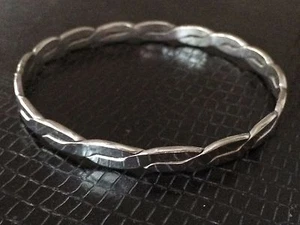 Vintage Taxco Sterlingsilber 0,925 geflochten flach gedreht Armreif Armband 7,9 Zoll - Bild 1 von 8