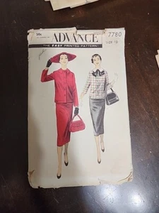 Advance 7780 Vintage Long Sleeve Suit Size 12 Sewing Pattern Cut Complete - Picture 1 of 12