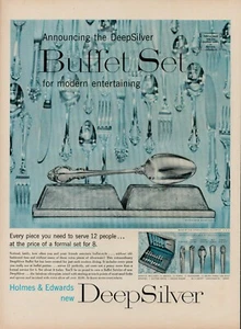 1956 Home Silverware Deep Silver 50s Vintage Print Ad Spoon Fork Knife Serve Set - Picture 1 of 9