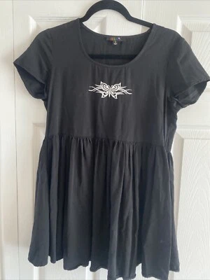Delia's Womens Small 90s Tattoo Embroidered Skater Dress Y2K Tiered Dollskill - Image 1 of 4