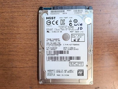HGST HTS541075A9E680 WINDOWS 10 750GB 5400RPM HDD HARD DRIVE H2T750854S 0J26332 - Image 1 of 2