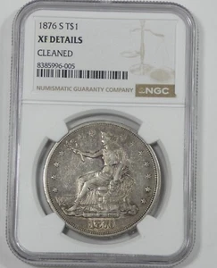 Dólar de plata NGC auténtico 1876-S detalles XF - Imagen 1 de 4
