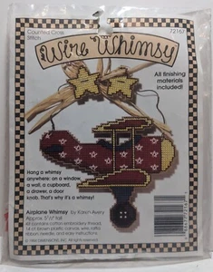 1994 Dimensions Counted Cross Stitch Mini Kit Wire AIRPLANE WHIMSY 72167 NEW! - Picture 1 of 3