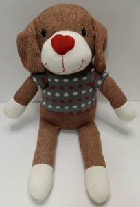 Dan Dee Knit Sock Puppy Dog Plush 20" Red Heart Nose & Sweater Stuffed Animal - Picture 1 of 12