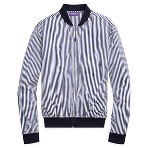 Ralph Lauren Purple Label Navy Striped Cotton Twill Bomber Jacket XL New $595 - Picture 1 of 4