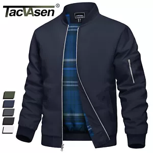Herren Bomberjacke leichter Windbreaker kariert gefüttert Freizeit Frühling Herbst Mäntel - Bild 1 von 42