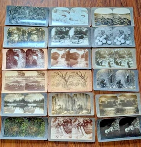 Lote de 18 tarjetas estereoscópicas escena naturaleza paisaje aves y jardines fotos antiguas - Imagen 1 de 6