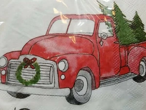 Servilletas de papel de cóctel Cypress 40 rojo Navidad camioneta árbol 3 capas NUEVO - Imagen 1 de 9