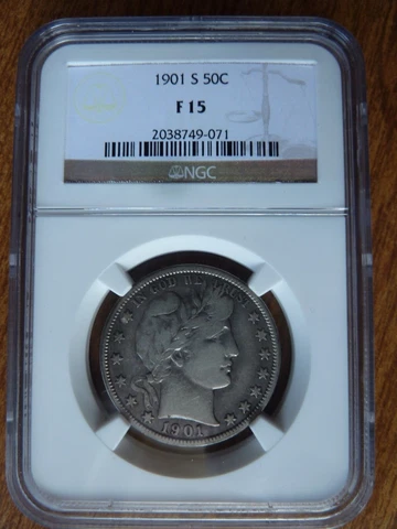 1901-S Barber Half Dollar, NGC F-15 Cover