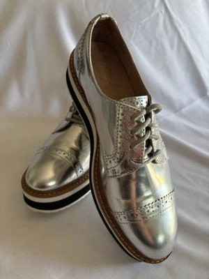  Halogen Lace Up Platform Sneakers Silver Women’s Size 5 - Image 1 of 4