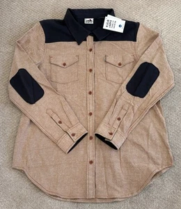 KAVU Shirt Womens Button Up Elbow Patches Soft 100% Cotton Size XL NWT - Picture 1 of 5