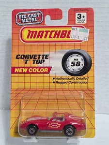 CORVETTE T TOP RED WHITE MB #58 MATCHBOX DIECAST CAR 1758 1992 NEW COLOR - Picture 1 of 8