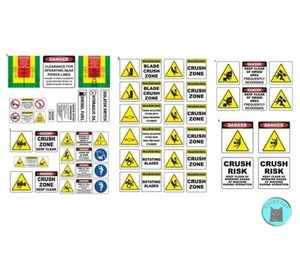 Mini Excavator Safety Sticker Set Under 10T-42pcs Risk Assessment,Premium Vinyl - Picture 1 of 7