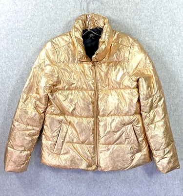 JCrew Jacket Womens XS Rose Gold Metallic Puffer Quilted Insulated Shiny - Image 1 of 4
