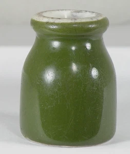 Vintage Hall Miniature Dark Green Stoneware Pottery Jug - 2.5" Tall - 3.8 Oz. - Picture 1 of 3