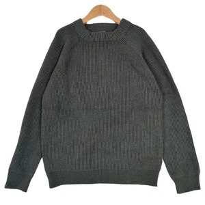 Rare XL BEAMS PLUS 100% Wool Rib Knit Sweater Gray Japan Big Size F/S - Picture 1 of 8