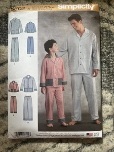 Simplicity 8802 Mens Boys Loungewear Pajamas Sewing Pattern Uncut - Picture 1 of 2