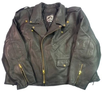 Vintage California Creations Santa Rosa Black Leather Motorcycle Jacket Size 58 - Image 1 of 4